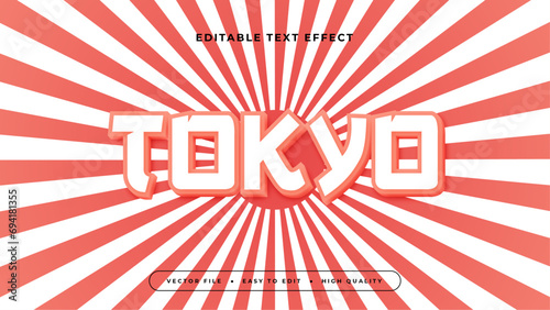 Tokyo red and white 3d editable text effect - font style. Japan japanese text effect photo