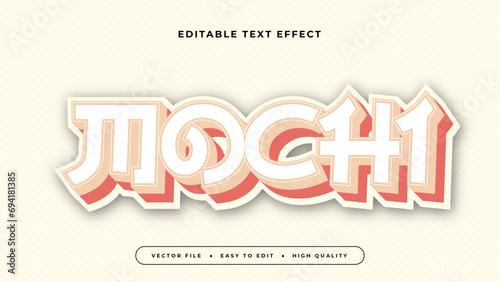 Beige white and peach mochi 3d editable text effect - font style. Japan japanese text effect