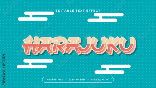 Peach green and red harajuku 3d editable text effect - font style. Japan japanese text effect