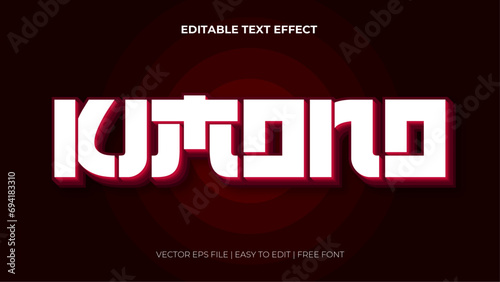 White and red violet kimono 3d editable text effect - font style. Japan japanese text effect