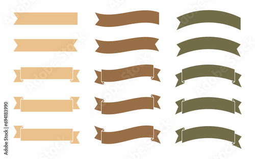 Set of modern simple banner ribbons. Decorative flag, tape for text, price tag, sale label, printable, planner, scrapbook, stickers, weekly days label.