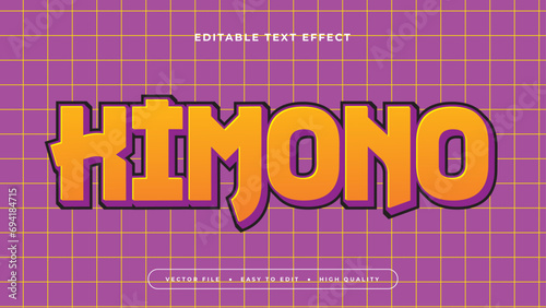 Orange and purple violet kimono 3d editable text effect - font style. Japan japanese text effect