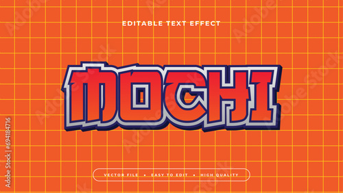 Orange and white mochi 3d editable text effect - font style. Japan japanese text effect