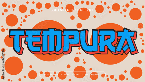 Tempura orange blue and beige 3d editable text effect - font style. Japan japanese text effect