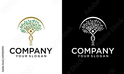 Creative people DNA tree vector logo template. Suitable for business, web, health, science and art