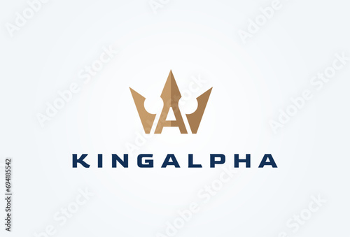 Initial A Crown logo, letter A with Crown combination, Flat Vector Logo Design Template element, vector illustration photo