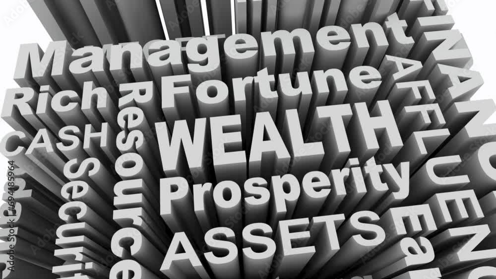 Wealth Money Assets Prosperity Financial Security Words 3d Animation Wealth Money Assets Prosperity Financial Security Words 3d Animation