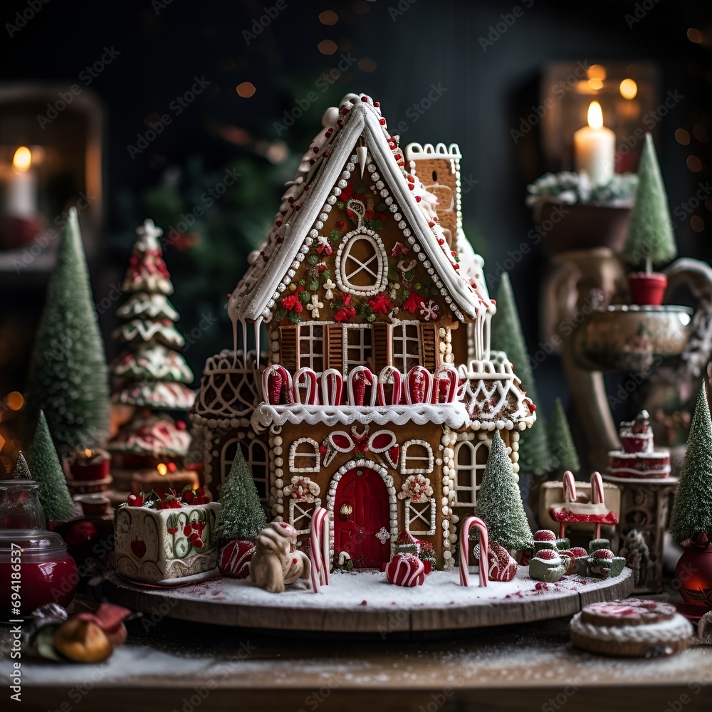 Miniature House, Snowy Winter Christmas