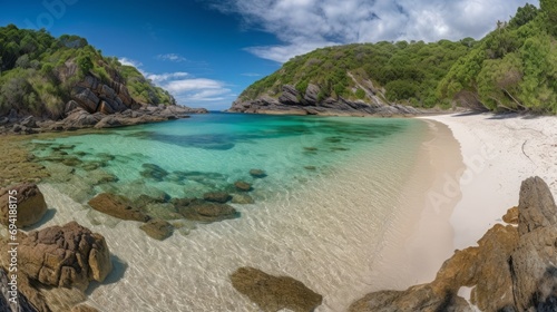 A breathtaking beach with glistening white sands