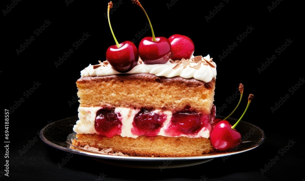 Brown chocolate cake with red berry Brown chocolate cake with red berry