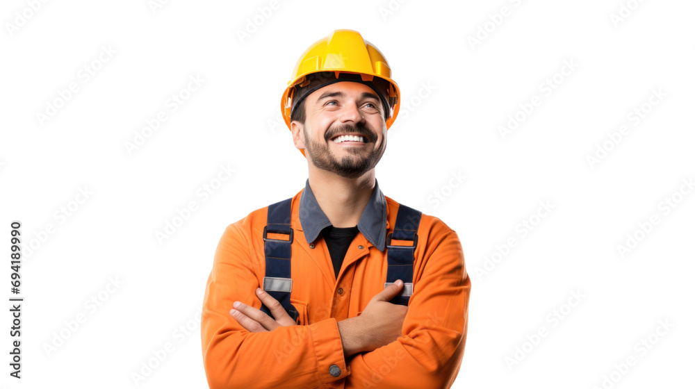 Happy smart engineer man smiling isolated without background. Happy smart engineer man smiling isolated without background.