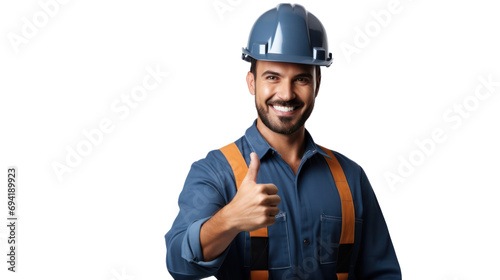 Happy smart engineer man smiling isolated without background.
