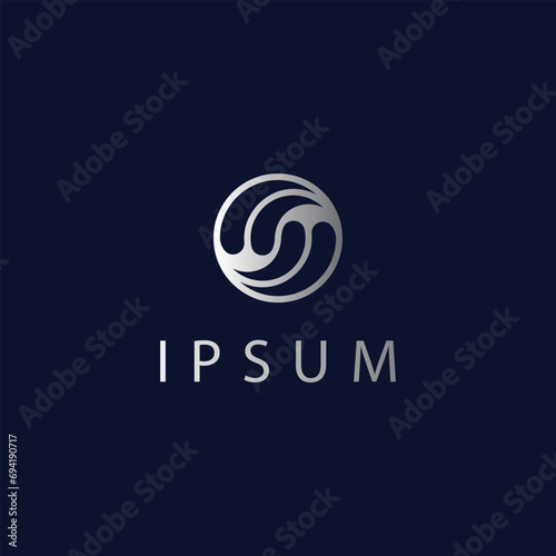 abstract infinity globe silver logo design