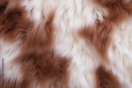 Luxurious Dark Brown and White Fluffy Fur Background: Soft Monochromatic Texture