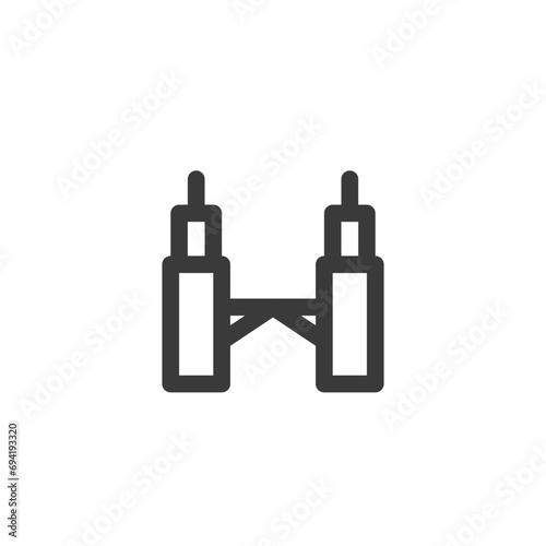 Twin tower landmark icon line style