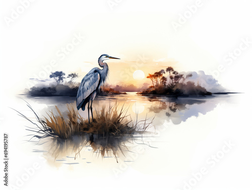 Heron in the Marsh