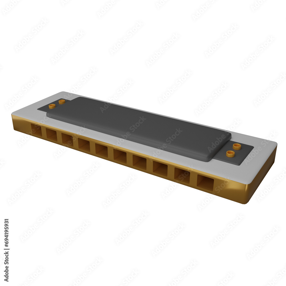 Harmonica 3D Icon, suitable for adding elements to your design Harmonica 3D Icon, suitable for adding elements to your design