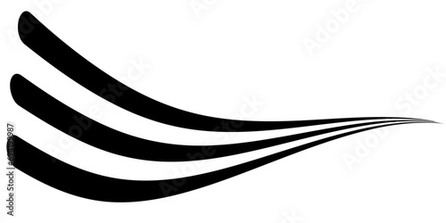 Black on white abstract perspective wave line stripes with 3d dimensional effect isolated on white.