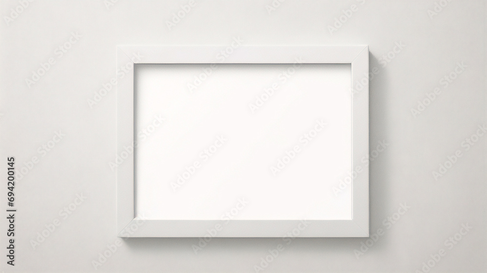Weißes Rahmenmodell im Innenraum auf weißem Wandhintergrund. Vorlagenrahmen für Text. Poster-Attrappe. Rechteckiges Wandbild oder Fotorahmen-Attrappe Weißes Rahmenmodell im Innenraum auf weißem Wandhintergrund. Vorlagenrahmen für Text. Poster-Attrappe. Rechteckiges Wandbild oder Fotorahmen-Attrappe