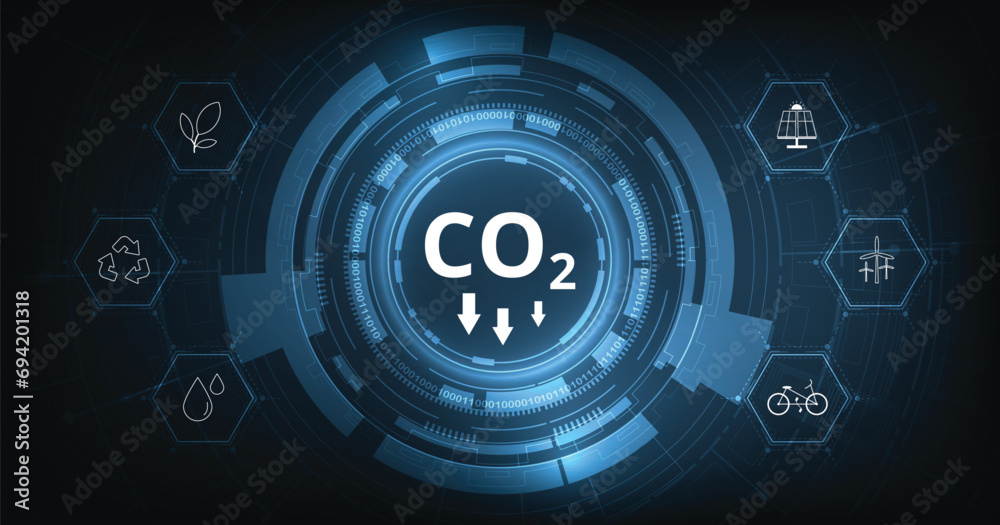 The idea of reducing CO2 emissions to limit global warming. Lower CO2 levels with sustainable development of renewable energy, planting trees, and green energy to stop climate change.	