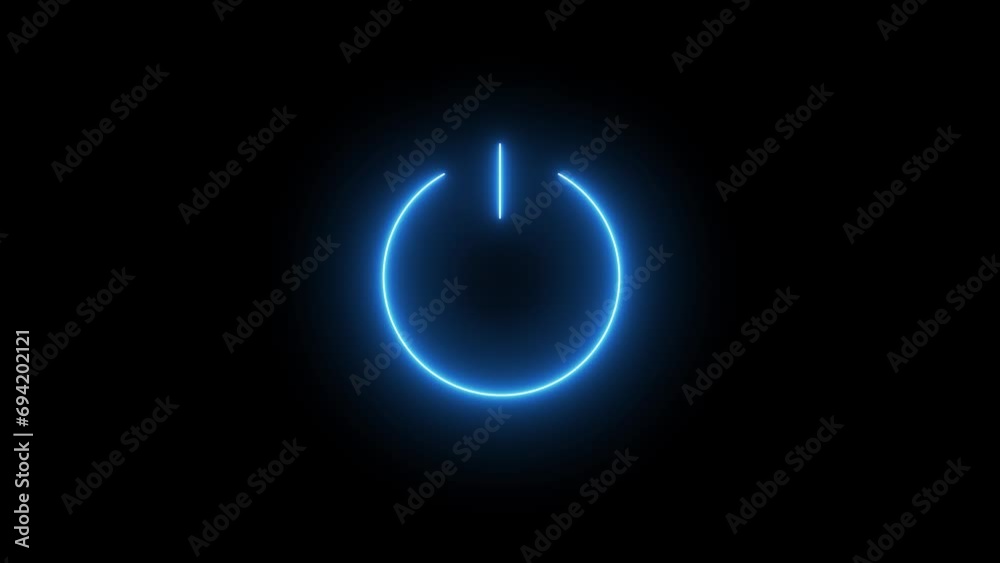 Neon power button animation 4k 