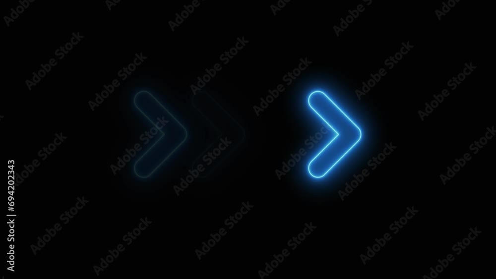 Directional  Glowing neon arrow loop loading animation 