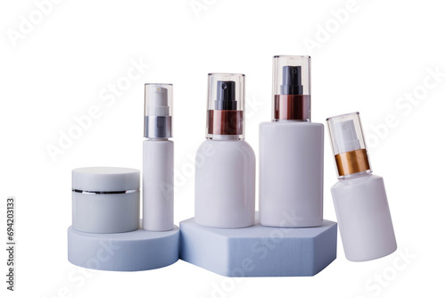 Set of cosmetic bottles isolated on white background. cosmetic packaging