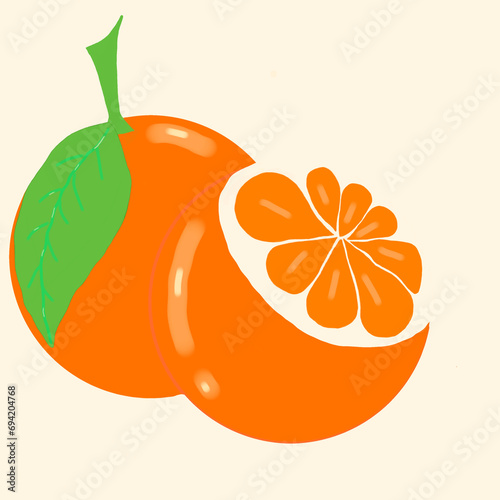 orange with leaves
