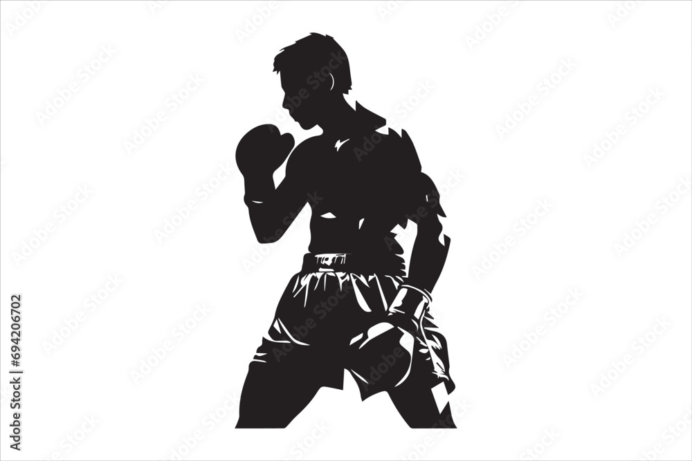 Boxer black silhouette vector design, illustration, vector, kickboxing, competition, design, athlete, clip art, strength, adult, icon, cut out, fighting, glove, gym, karate, shadow, art, symbol, black