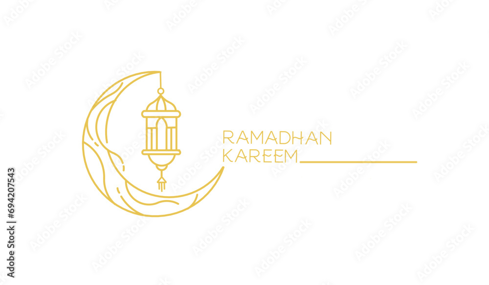 illustration of a lamp. Ramadhan kareem in line art style. Ramadhan lantern.