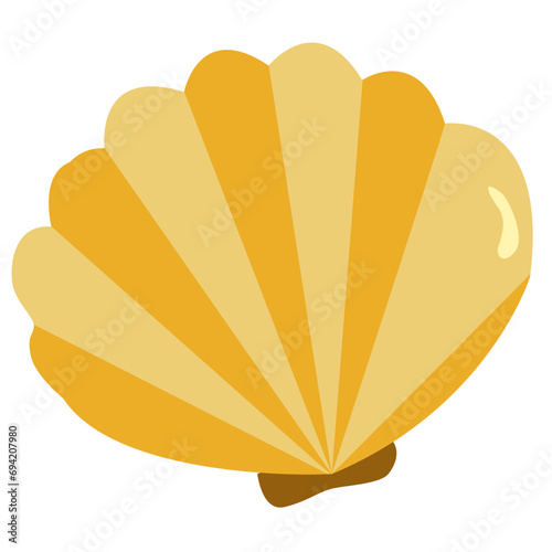 Yellow Seashell / shellfish flat icon for apps and websites