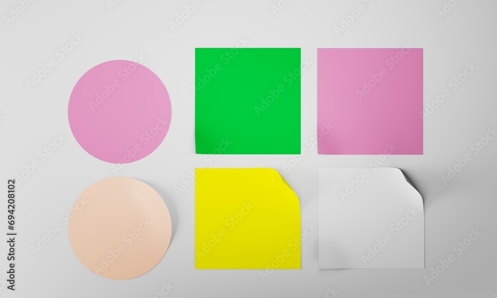 Sticky Notes Mockup 3d illustration. Sticky Notes Mockup 3d illustration.