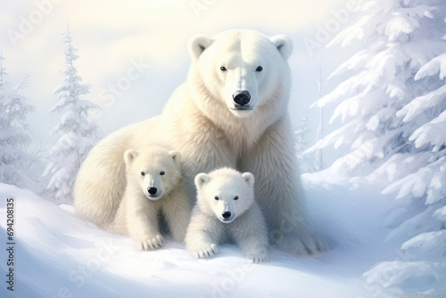 polar bears playing in snow 