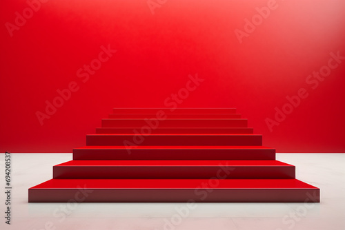red carpet with stairs for success moment or victiry