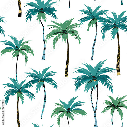 Pattern of coconut trees for use as a summer background.