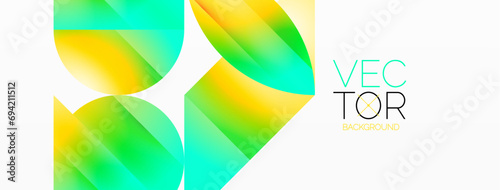 Serene gradient template. Circles and triangles mingle in minimalist perfection. Gentle fusion of forms and hues creates balanced yet captivating backdrop, embodying modern sophistication