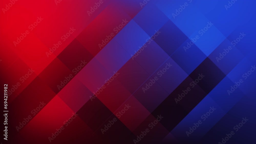 Red and blue abstract motion background with geometric pattern. Seamless loop. 4K footage