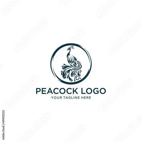 Vector illustration of a classic peacock luxury logo that can be used for logo designs related to poultry. holiday parks. experience. farmer. animals. birds photo