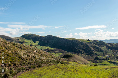 Panoramic view of a valley in the countryside. Bazina Joumine, Bizerte, Tunisia
