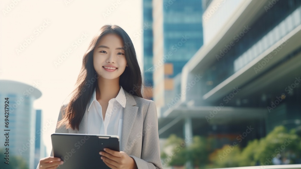 businesswoman using tablet