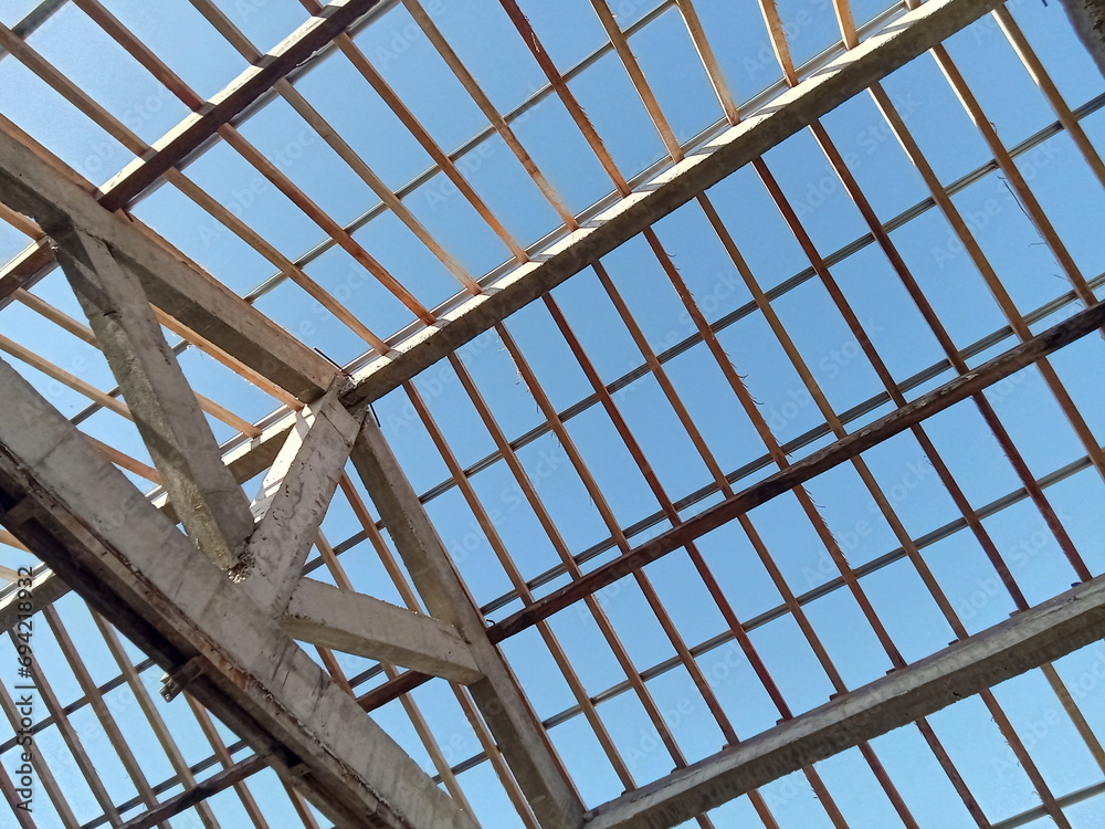 the roof frame of a building. the roof frame of a building.