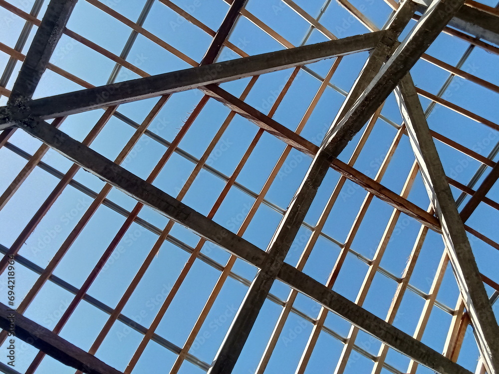 the roof frame of a building. the roof frame of a building.