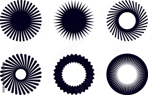 Sunburst vector element illustration. Radial stripes background. Sunburst icon collection. Retro sunburst design.