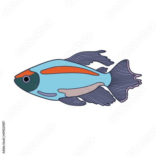 Cartoon Vector illustration congo tetra fish icon Isolated on White Background