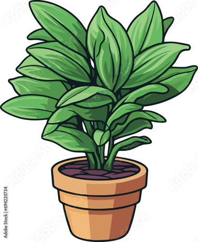 Versatile potted plant with lush green leaves and a brown pot on a white background  perfect for a fresh and organic feel in creative projects.