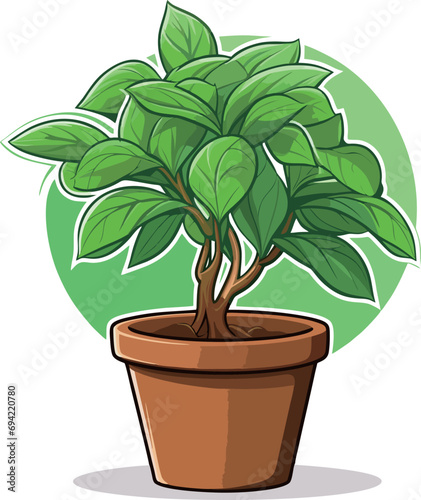 Houseplant vector in a brown pot with vibrant green leaves, adding a fresh and lively element to your designs. Enhance your work with this versatile image.