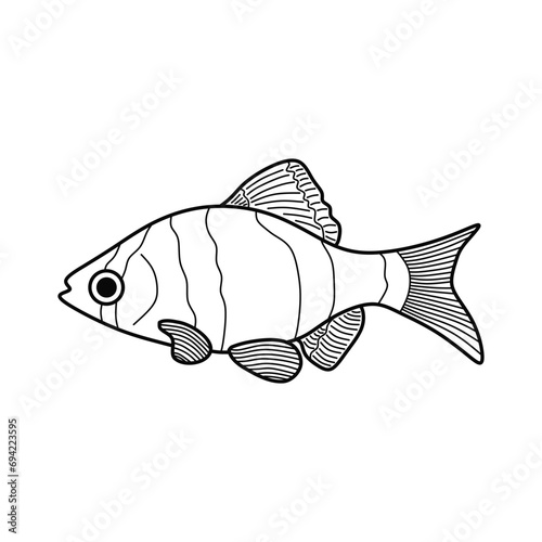 Hand drawn Cartoon Vector illustration tiger barb icon Isolated on White Background