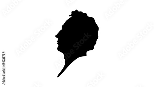 Ludwig Uhland, black isolated silhouette