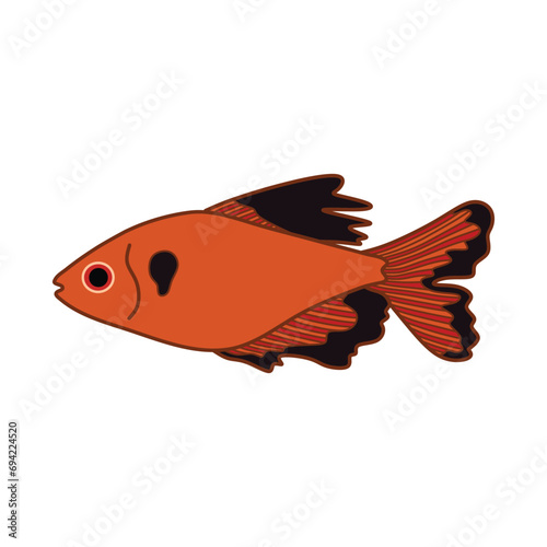 Cartoon Vector illustration serpae tetra fish icon Isolated on White Background