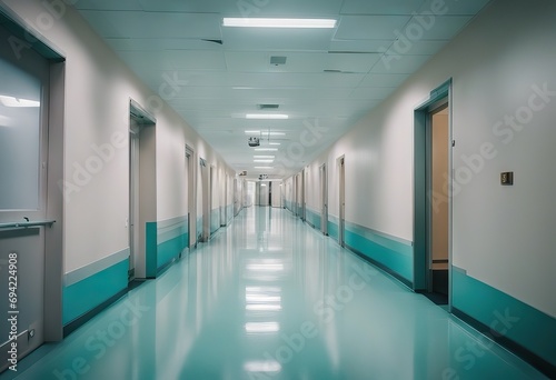 Empty Modern Hospital Corridor stock photoHospital, Corridor, Entrance Hall, Backgrounds, No People